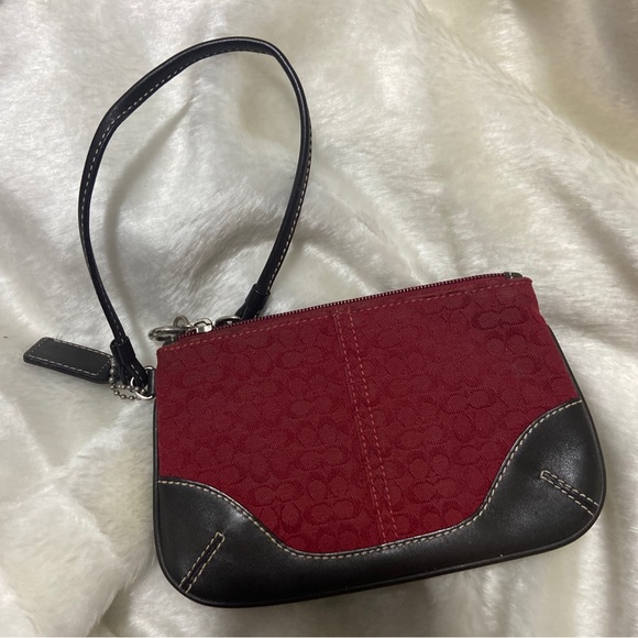 Vtg Coach Soho Red Logo Wristlet Mini Tote Purse Cosmetic Bag Wallet+Hangtag - Picture 5 of 11